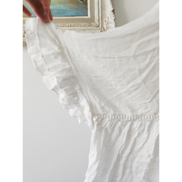 BERSHKA boho white lace loose cotton top - Picture 2 of 6